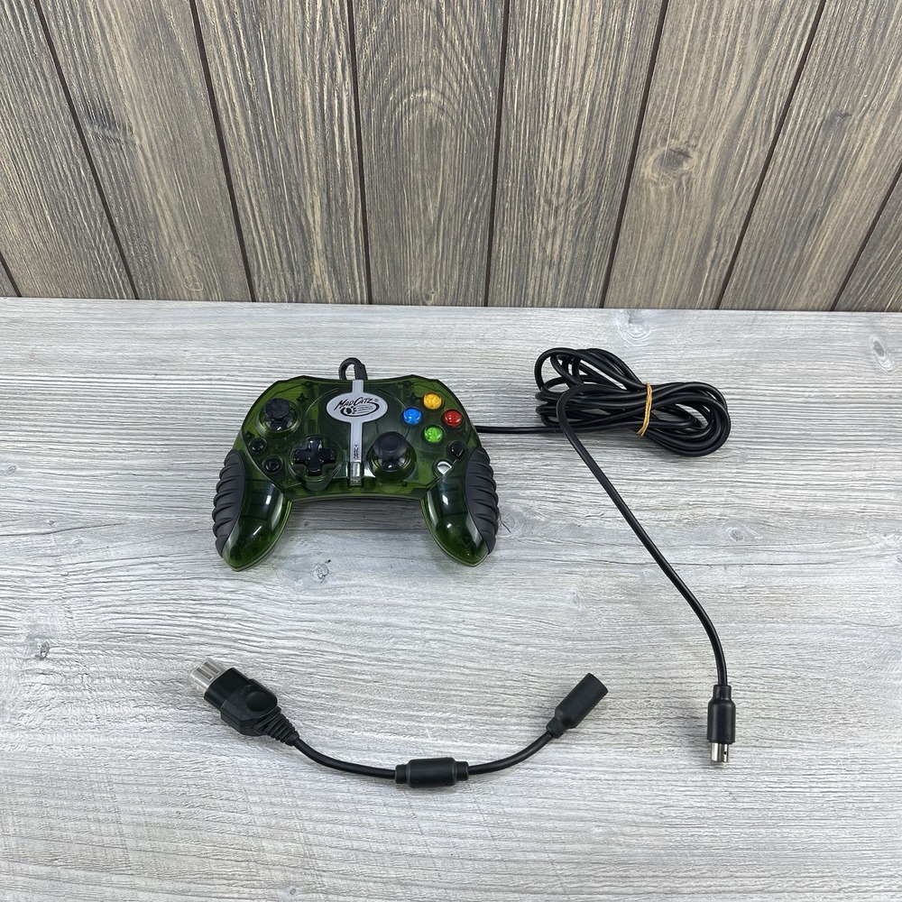 Mad Catz Turbo Gaming Controller Clear & Green Wired Original Xbox